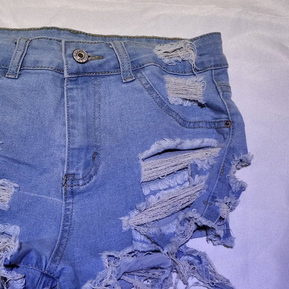 Distressed Denim Women Shorts - Picture 2 of 4